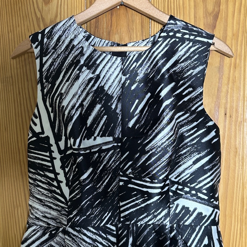 Milly Coco Black and White Patterned Sleeveless Shift Dress ~ 8 - Picture 3 of 12